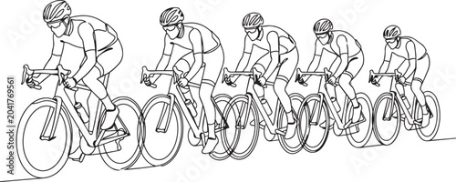 Foto Cycling team, bicycle riders, sports illustration, athletic men, bike racing