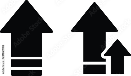 Bild auf Leinwand Two black upward arrows, one large with stripes, one smaller group direction sym