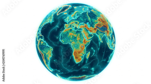Φωτογραφία Detailed Earth Globe Showing Continents and Oceans.