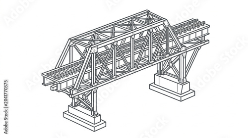 Cuadro en lienzo Detailed illustration of a railway bridge structure.