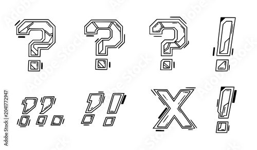 Quadro su tela 3D Block Style Question Mark and Exclamation Mark Punctuation Symbols Vector Ill