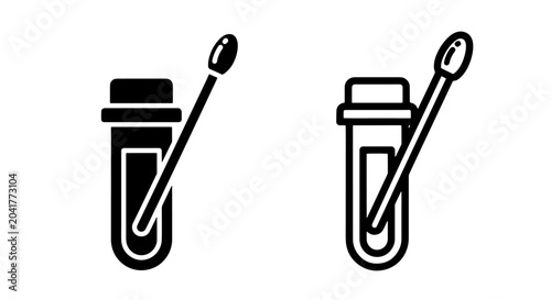 Minimalist Test Tube and Swab Icon for Medical Sample Collection, Diagnostic Testing, and Laboratory Analysis Vector