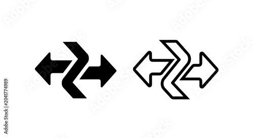 Tableau sur toile Double-Headed Zigzag Arrow Icon Set for Alternative Routes, Detours, and Flexibl