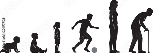 Foto Human Life Cycle Silhouette Illustration Showing Growth Development Adulthood an