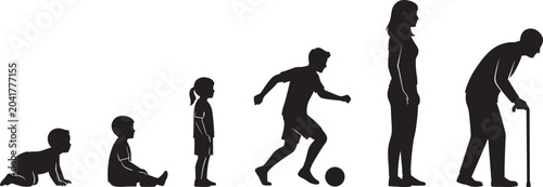 Bild auf Leinwand Human Life Stages Silhouette Collection Showing Growth Development Adulthood Agi