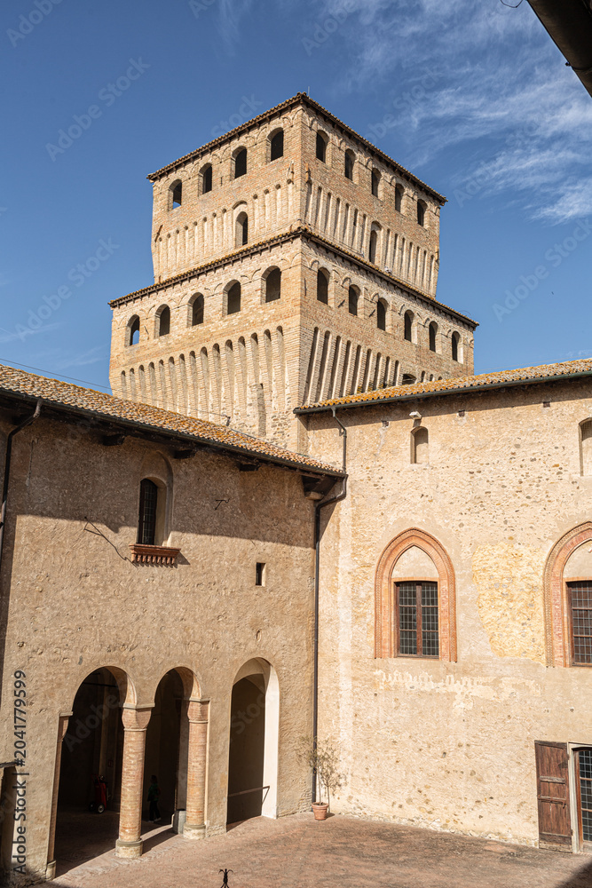 Fototapeta premium Medieval italian Torrechiara castle, the Lion Tower, Parma regione, Italy.