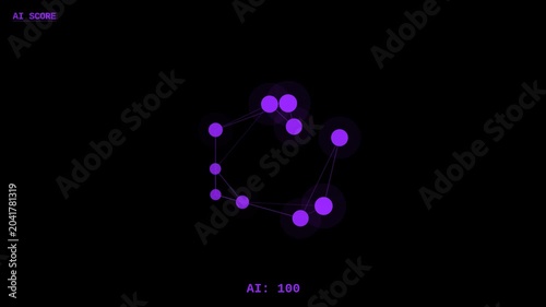 Purple AI score HUD neural network animation performance overlay
