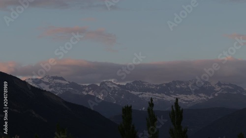 Moody Mountain Journey at Cloudy Sunset in Slow Motion