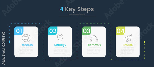 Infographic 4 options dark background design elements for your business data. Vector Illustration.
