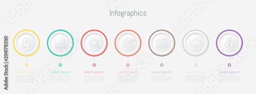 Infographic 7 options design elements for your business data. Vector Illustration.