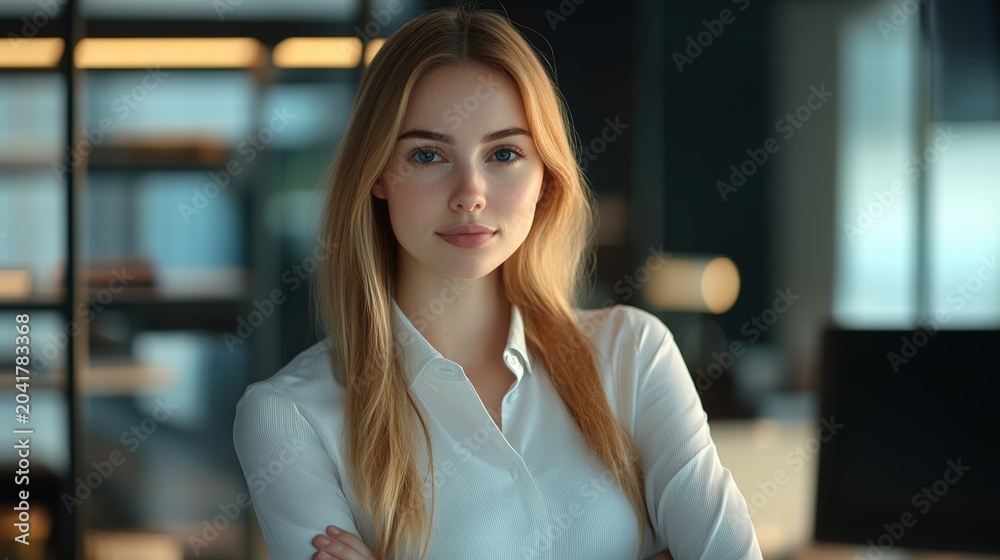 Obraz premium confident young woman in office setting