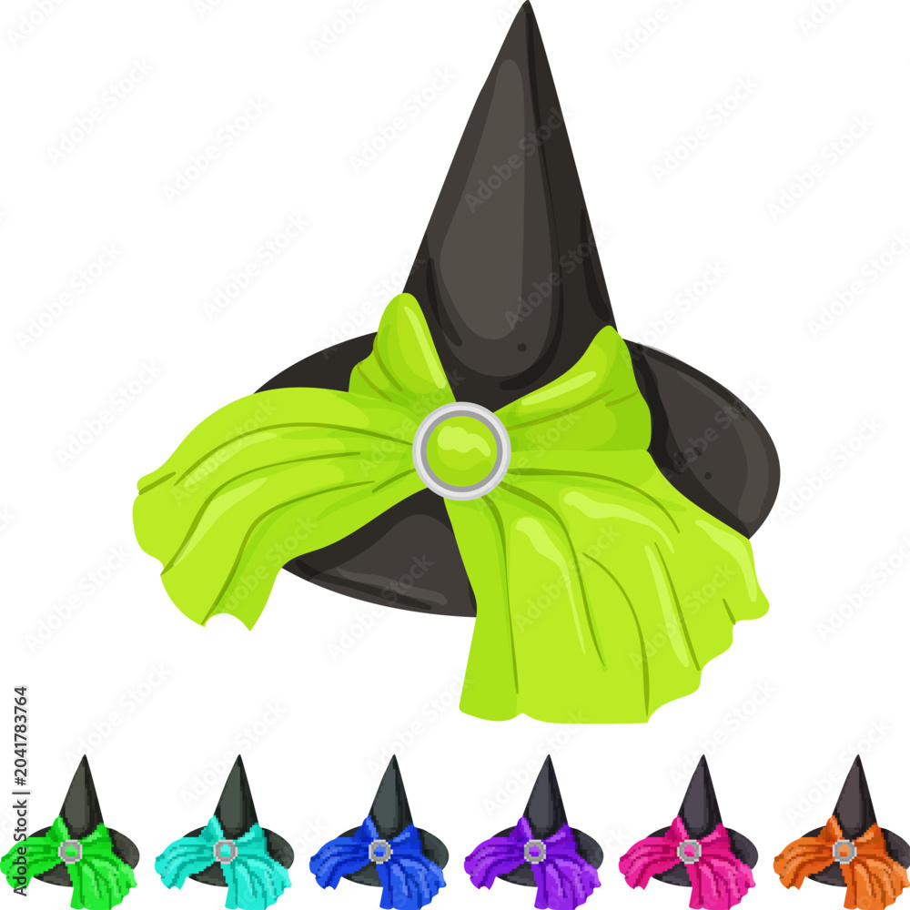 Obraz premium witch wizard hat cartoon. witch wizard hat sign colorful illustration