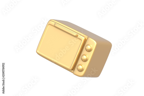 Fotografie Golden portative oven isolated on white background