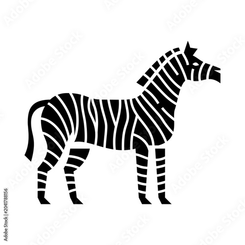 Photos zebra glyph icon. zebra silhouette illustration.