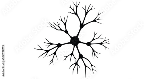Tableau sur toile Black silhouette of a neuron with complex branching dendrites