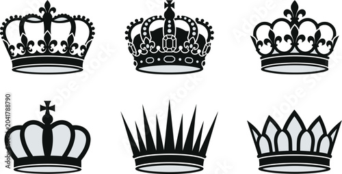 Canvas Print kings crowns silhouette collection royal monarchy symbol