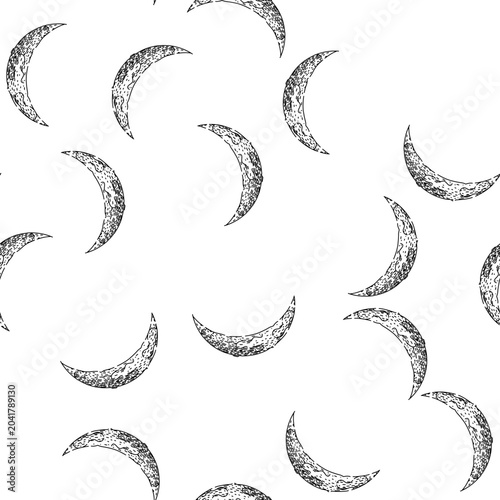 Photography seamless pattern phases moon hand drawn