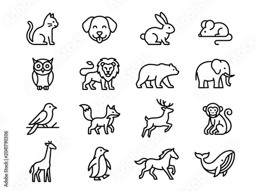 Canvas Print Collection of various animal line drawings.