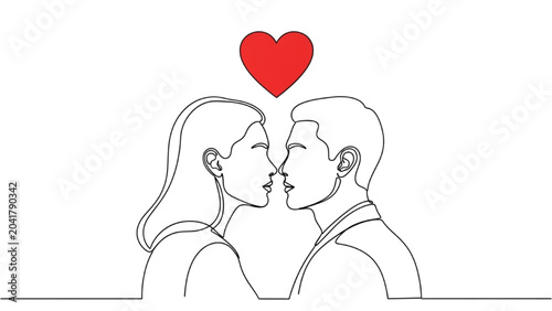 Foto A romantic couple sharing a tender kiss under a heart symbol