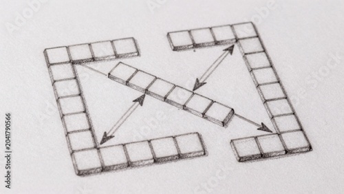 Black-and-white drawing plain white surface which appears piece paper sketchy hand-drawn style thin precise li