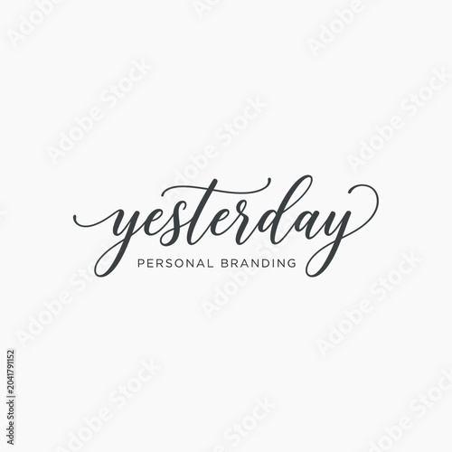 Elegant script calligraphy personal branding logo design with text.