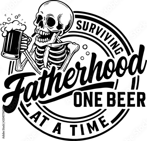 Obraz na plátně Surviving Fatherhood One Beer At A Time SVG, Father's Day SVG,  Fatherhood SVG,
