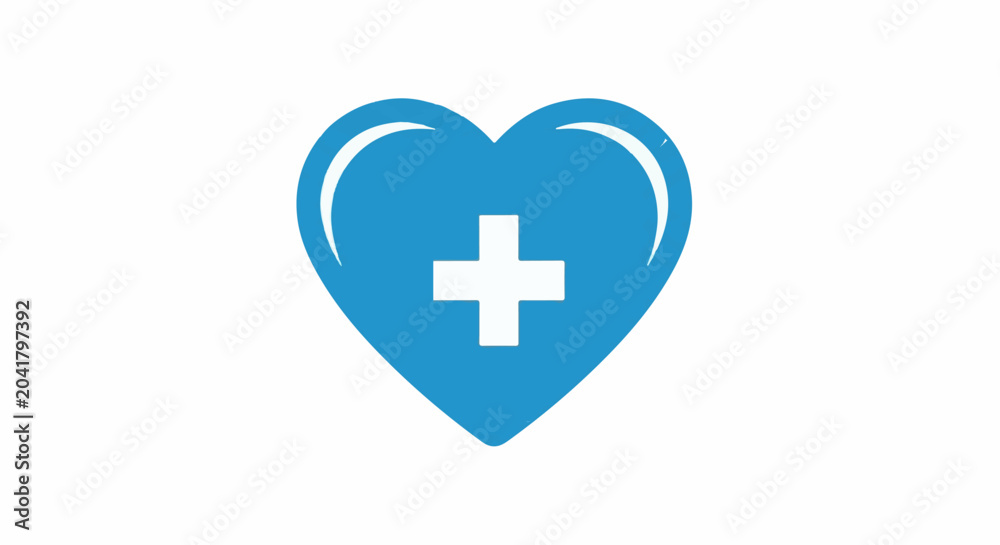 Fototapeta premium A blue heart icon with a white cross, symbolizing health and care