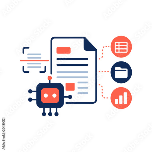 AI Document Analysis and Data Extraction Icon