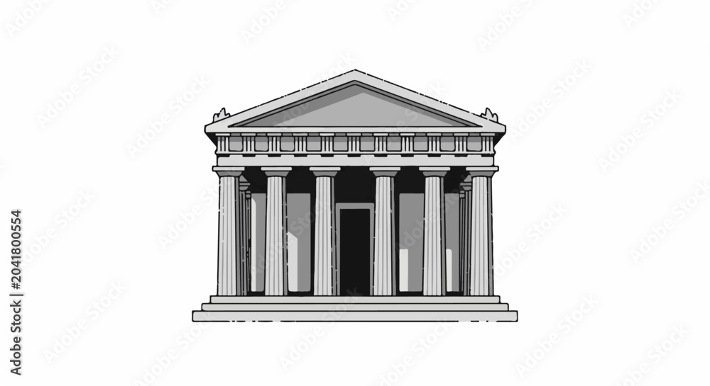 Obraz premium A classical structure with a triangular pediment and multiple columns