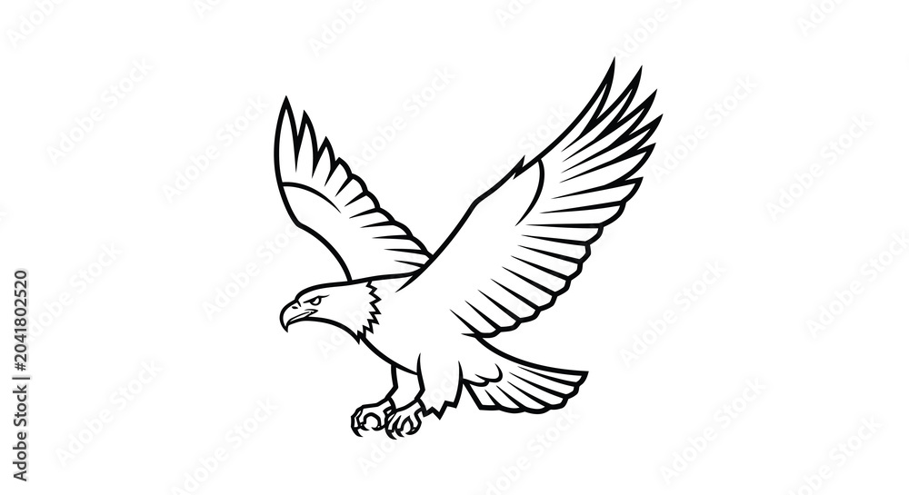 Fototapeta premium eagle in flight line art bird wing
