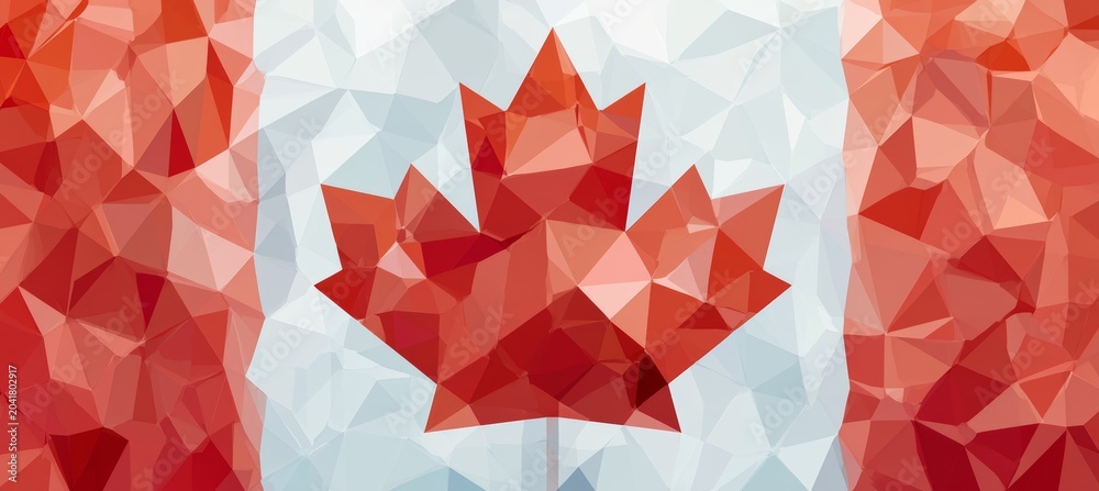 Naklejka premium Canada flag in polygonal geometric art. Generative AI technology.