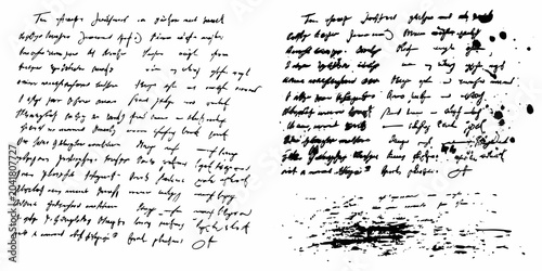 Obraz na plátne handwritten notes with ink splatters grunge style text writing scribble messy do