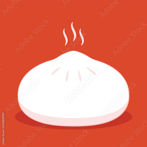 Chinese Steam Bun illustration vector. Asian food vector illustration. Baozi or bao is Chinese food.