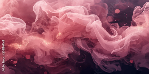 Tableau sur toile Elegant pink liquid textures merge into swirling clouds, producing a surreal abstract composition with depth, softness, and luminous details