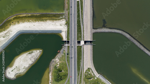 Aerial View of the Vismigratierivier at the Afsluitdijk