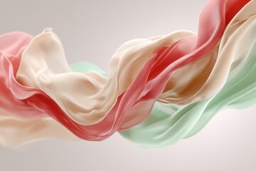 Minimal juneteenth abstract multicolor flowing fabric background with coral peach and mint waves for wallpaper and banner design