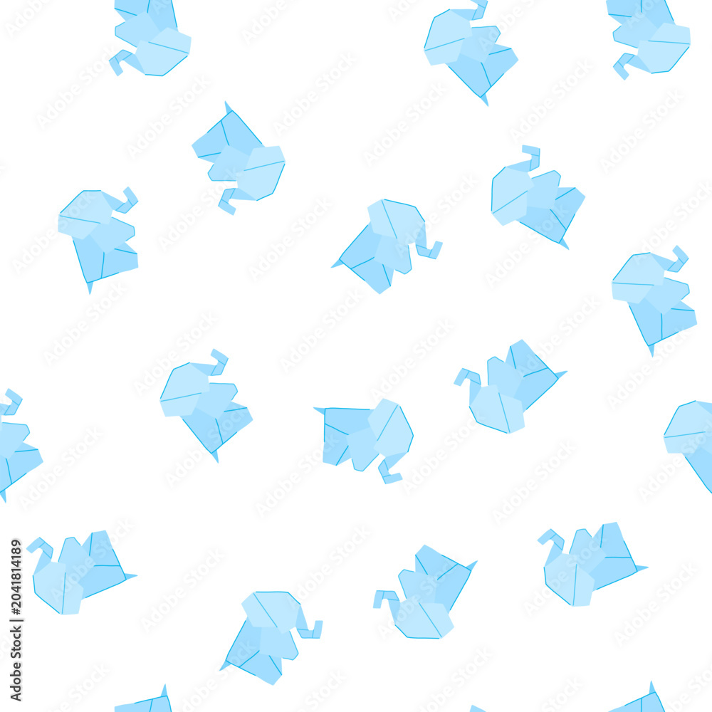 Fototapeta premium pattern rabbit origami animals cartoon. elephant swan, butterfly dog, fish horse rabbit origami animals sign. seamless symbol vector illustration