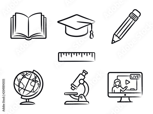 Photos Collection of Hand-Drawn Education and Science Icons.