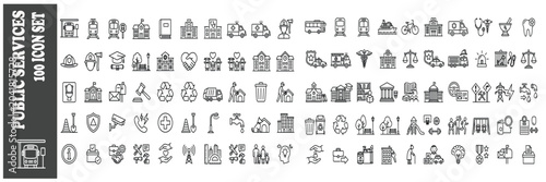 Foto Public services icon set 100 line icons for community and municipal services