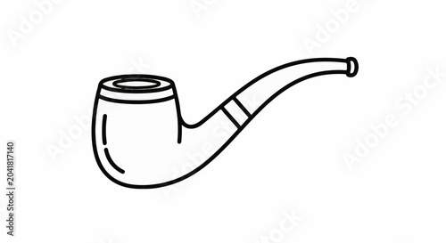 A minimalist line drawing of a classic smoking pipe, angled left