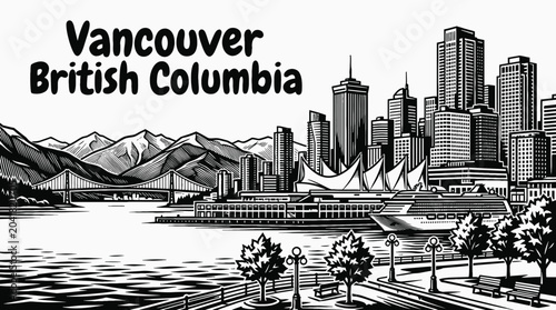 Tableau sur toile vancouver canada waterfront skyline with modern architecture coastal scenery and