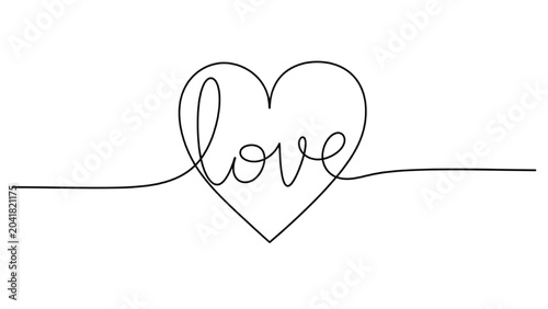Photos A heart shaped line drawing with the word love inside
