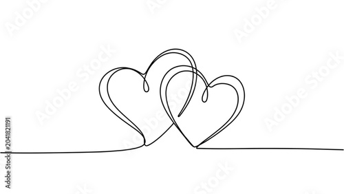 Tableau sur toile Two intertwined heart shapes form a romantic love symbol