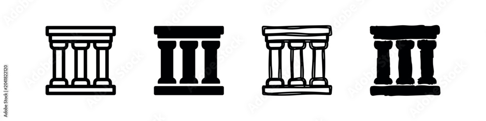 Fototapeta premium Pillars icon variations representing strength, foundation, or support