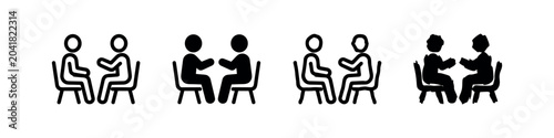 Tableau sur toile Business Meeting Icon Set - Discussion, Conversation, Meeting
