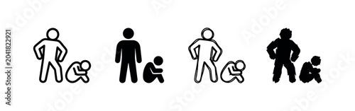Photos Bully and victim icon set, harassment and power imbalance concept