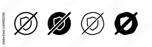 Bild auf Leinwand Shield security icons: no, forbidden, protection, safety, denial