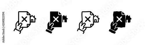 Photos Refusal icons: hand, document, cross mark, house, rejection, denial