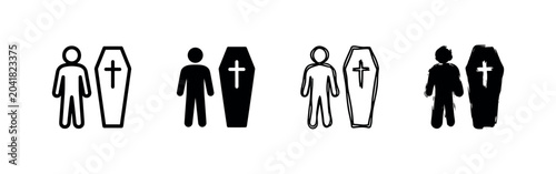 Fotografie Coffin and person icons, clean and grunge styles