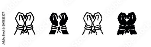 Fotografie Tied hands icons, clean and grunge styles